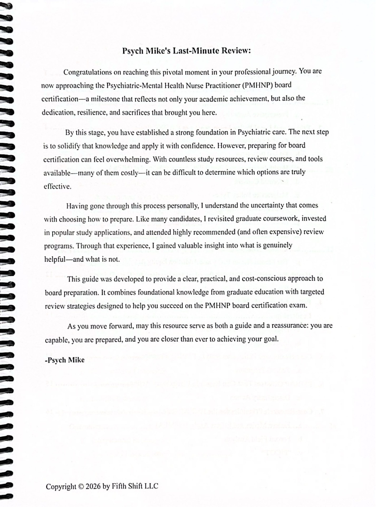 Sample page from Psych Mike's PMHNP review — Author's introduction