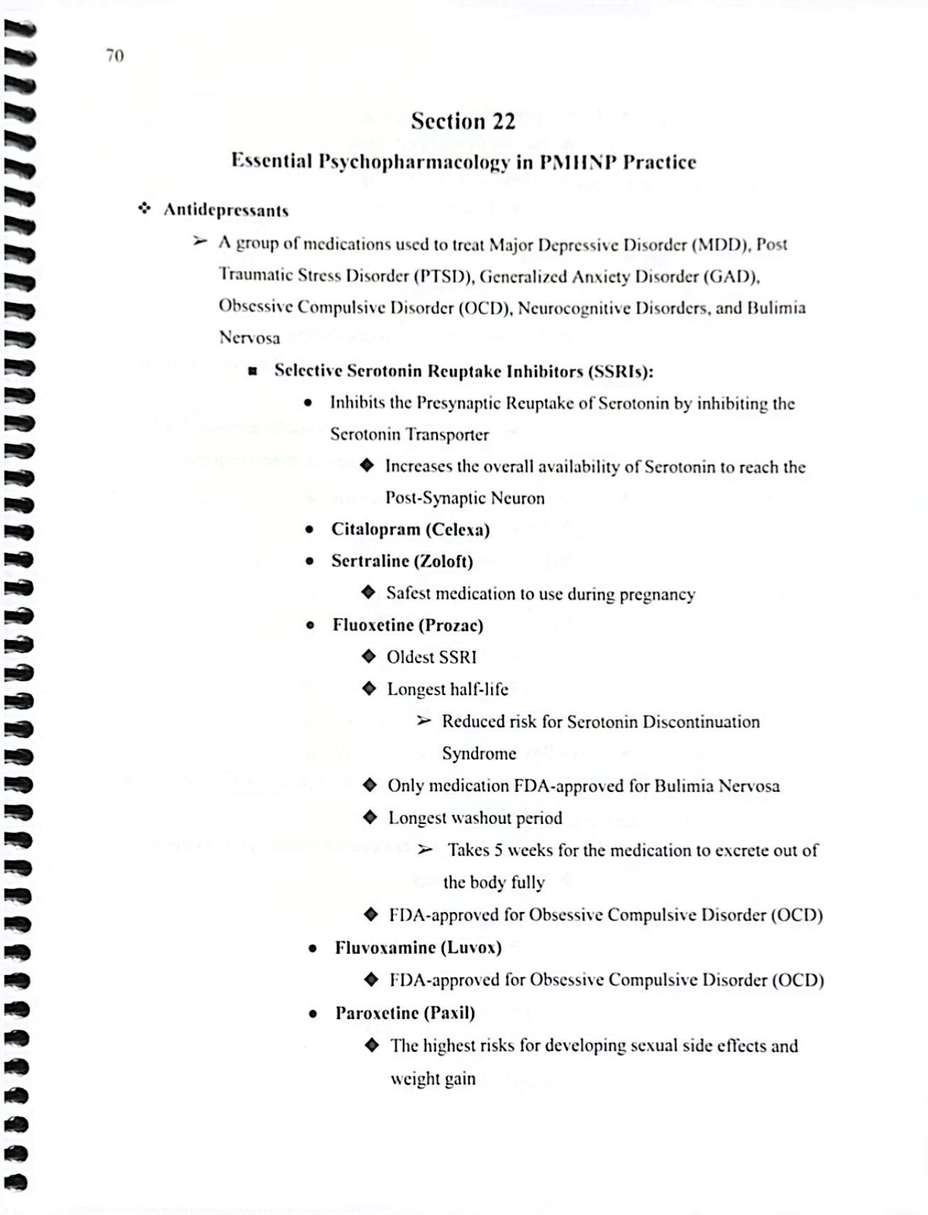Sample page from Psych Mike's PMHNP review — Essential psychopharmacology